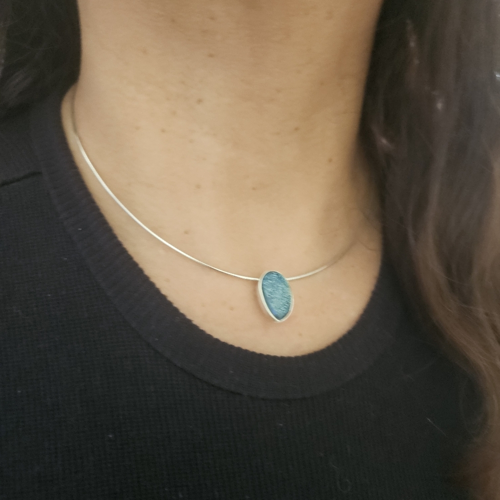 Sterling Silver Blue Drusy Pendant